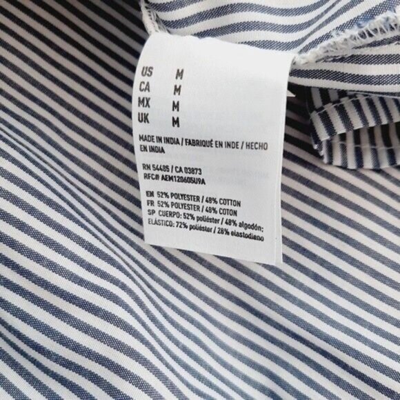 AMERICAN EAGLE Off Shoulder Smocked Blouse Pin Striped Top Sz M - Picture 14 of 14